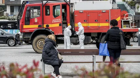 DAVID S. BUSTAMANTE 17/03/2020 SANTANDER/ CANTABRIA La Unidad Militar de Emergencias UME realiza apoyo de seguridad en Santander tras decretarse el Estado de Alerta en Espa&ntilde;a por el Coronavirus COVID-19 