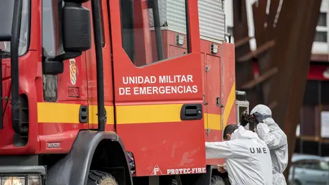 DAVID S. BUSTAMANTE 17/03/2020 SANTANDER/ CANTABRIA La Unidad Militar de Emergencias UME realiza apoyo de seguridad en Santander tras decretarse el Estado de Alerta en Espa&ntilde;a por el Coronavirus COVID-19 