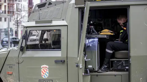 DAVID S. BUSTAMANTE 17/03/2020 SANTANDER/ CANTABRIA La Unidad Militar de Emergencias UME realiza apoyo de seguridad en Santander tras decretarse el Estado de Alerta en Espa&ntilde;a por el Coronavirus COVID-19 