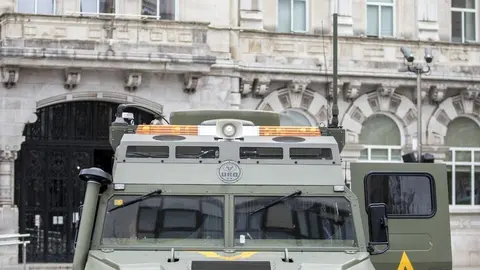 DAVID S. BUSTAMANTE 17/03/2020 SANTANDER/ CANTABRIA La Unidad Militar de Emergencias UME realiza apoyo de seguridad en Santander tras decretarse el Estado de Alerta en Espa&ntilde;a por el Coronavirus COVID-19 