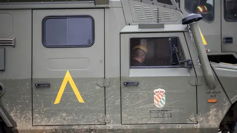 DAVID S. BUSTAMANTE 17/03/2020 SANTANDER/ CANTABRIA La Unidad Militar de Emergencias UME realiza apoyo de seguridad en Santander tras decretarse el Estado de Alerta en Espa&ntilde;a por el Coronavirus COVID-19 