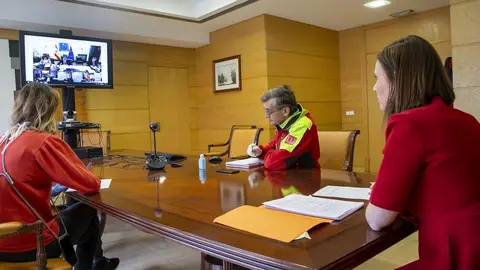 La consejera Paula Fern&aacute;ndez en videocoferencia con ministro del Interior