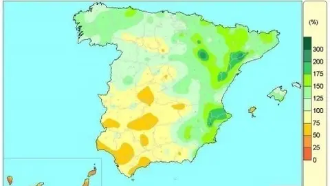Distribuci&oacute;n de las lluvias acumuladas en Espa&ntilde;a desde el 1 de octubre de 2019 hasta el 24 de marzo de 2020.