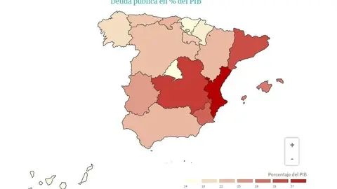 Deuda p&uacute;blica por comunidades a cierre de 2019