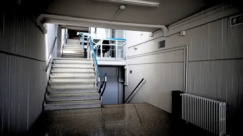 Pasillos vac&iacute;os de la facultad de Estad&iacute;stica de la Universidad Complutense de Madrid.