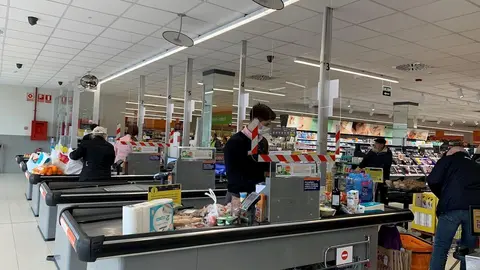 Caja de un supermercado durante la pandemia