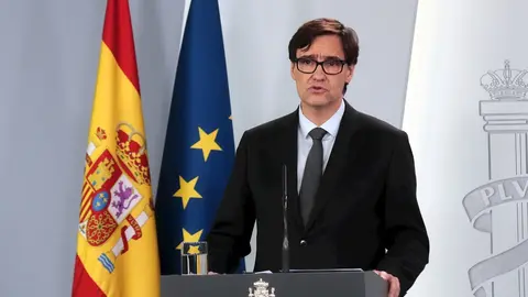 El ministro de Sanidad, Salvador Illa, durante su comparecencia en una rueda de prensa para informar sobre la &uacute;ltima hora de la crisis del coronavirus en Espa&ntilde;a, en Madrid (Espa&ntilde;a) a 8 de abril de 2020.