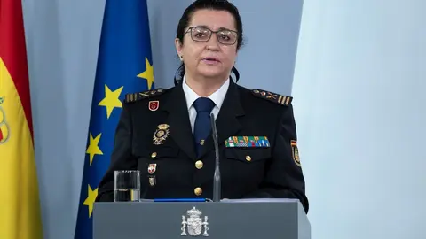 La subdirectora de la Polic&iacute;a Nacional, Pilar All&uacute;e, en una intervenci&oacute;n en la rueda de prensa en Moncloa por la crisis del Covid-19