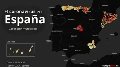 Casos de coronavirus por municipios