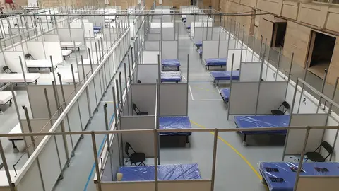 El pabell&oacute;n de Inefc habilitado para acoger a pacientes del Hospital Cl&iacute;nic durante la crisis sanitaria por el coronavirus