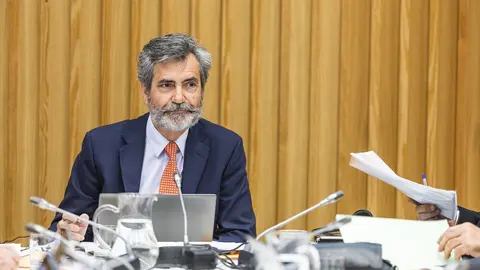 El presidente del Consejo General del Poder Judicial y del Tribunal Supremo (CGPJ), Carlos Lesmes durante el pleno del Consejo General del Poder Judicial (CGPJ), en Pontevedra/Galicia (Espa&ntilde;a), a 30 de enero de 2020.