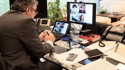 El ministro de Cultura, Jos&eacute; Manuel Rodr&iacute;guez Uribes, se re&uacute;ne telem&aacute;ticamente con representantes del sector