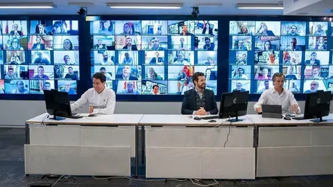 Reuni&oacute;n de Teodoro Garc&iacute;a Egea, Pablo Casado y Antonio Gonz&aacute;lez Terol con alcaldes del PP