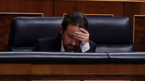 El vicepresidente del Gobierno, Pablo Iglesias durante el pleno del Congreso del mi&eacute;rcoles,