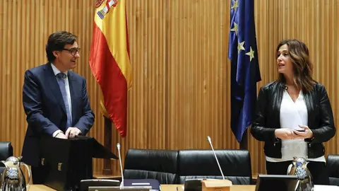 El ministro de Sanidad, Salvador Illa (i), en el Congreso
