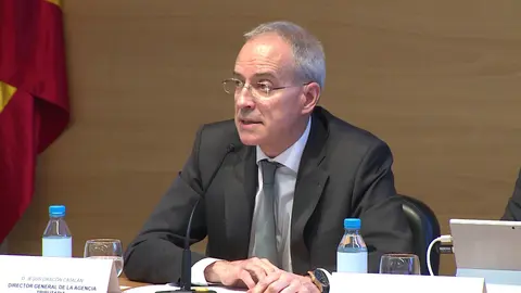 El director general de la AEAT, Jes&uacute;s Gasc&oacute;n, durante la rueda de prensa sobre la presentaci&oacute;n de la Campa&ntilde;a de Renta y Patrimonio 2018. 