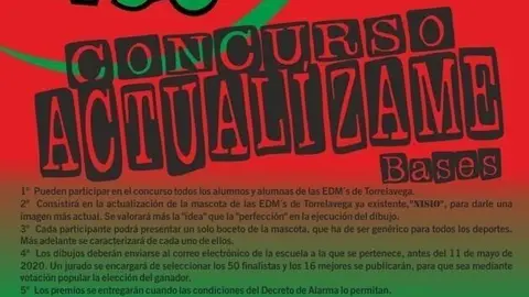 Cartel del concurso para actualizar la mascota de las escuelas deportivas municipales