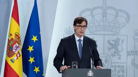 Intervenci&oacute;n en rueda de prensa del ministro de Sanidad, Salvador Illa, sobre la evoluci&oacute;n de la pandemia del coronavirus en Espa&ntilde;a. 1 de abril de 2020.