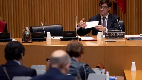 El ministro de Sanidad, Salvador Illa, durante su comparecencia en la Comisi&oacute;n de Sanidad del Congreso de los Diputados en Madrid (Espa&ntilde;a), a 26 de marzo de 2020.