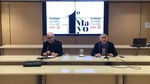 El secretario general de CCOO, Unai Sordo, y el de UGT, Pepe &Aacute;lvarez
