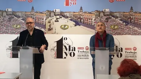 El secretario general de CCOO, Unai Sordo, y el de UGT, Pepe &Aacute;lvarez