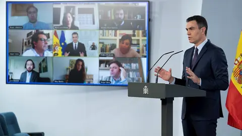 Comparecencia del presidente del Gobierno de Espa&ntilde;a, Pedro S&aacute;nchez, para anunciar las &uacute;ltimas medidas tomadas por su ejecutivo y la pr&oacute;rroga del estado de alarma en plena crisis del Covid-19,