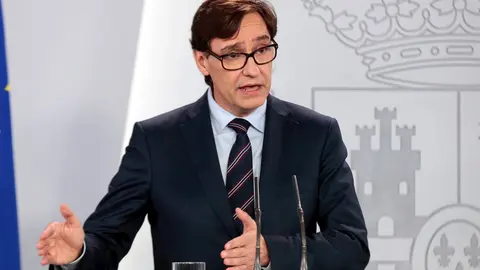 El ministro de Sanidad, Salvador Illa, durante una rueda de prensa 