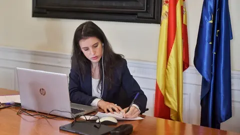 La ministra de Igualdad, Irene Montero, durante la Conferencia Sectorial celebrada por videoconferencia