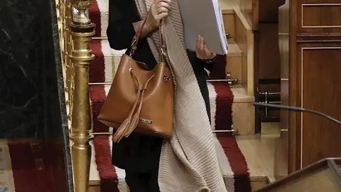 La vicepresidenta primera del Gobierno, Carmen Calvo, sale del hemiciclo durante el pleno del Congreso este mi&eacute;rcoles donde se autorizar&aacute; otra pr&oacute;rroga del estado de alarma solicitada por el Gobierno, en Madrid (Espa&ntilde;a), a 6 de mayo de 2020.