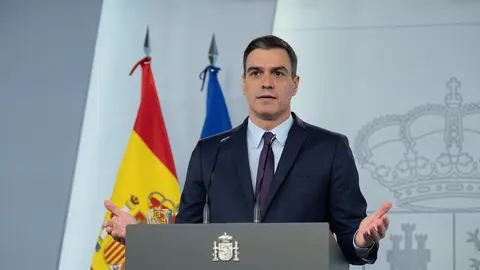 Comparecencia del presidente del Gobierno de Espa&ntilde;a, Pedro S&aacute;nchez,  en el Palacio de la Moncloa. En Madrid, a 2 de mayo de 2020.