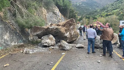 Un argayo corta el tr&aacute;fico en el Desfiladero de la Hermida y retiene a Revilla y candidatos del PRC el 10N