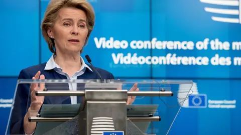 Ursula Von Der Leyen en una rueda de prensa en Bruselas