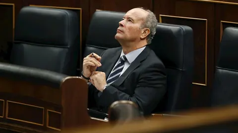 El ministro de Justicia, Juan Carlos Campo, durante su intervenci&oacute;n en el debate de convalidaci&oacute;n o derogaci&oacute;n de los reales decretos-leyes este mi&eacute;rcoles en el Congreso, en Madrid (Espa&ntilde;a), a 13 de mayo de 2020.