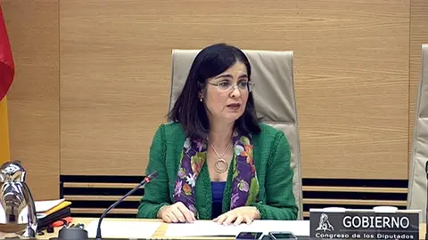 La ministra de Pol&iacute;tica Territorial y Funci&oacute;n P&uacute;blica, Carolina Darias, durante la comisi&oacute;n en el Congreso