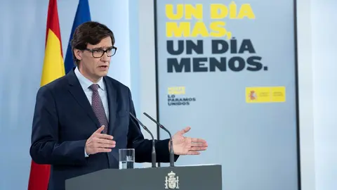 El ministro de Sanidad, Salvador Illa, comparece en rueda de prensa tras el Consejo de Ministros. En Madrid (Espa&ntilde;a), a 12 de mayo de 2020.