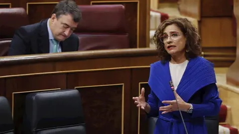 La portavoz del Gobierno y ministra de Hacienda, Mar&iacute;a Jes&uacute;s Montero, en el Congreso.
