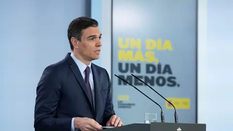 El presidente del Gobierno, Pedro S&aacute;nchez, comparece en una rueda de prensa telem&aacute;tica . En Madrid, (Espa&ntilde;a), a 16 de mayo de 2020.