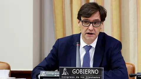El ministro de Sanidad, Salvador Illa, durante su comparecencia este jueves en la Comisi&oacute;n correspondiente del Congreso, en Madrid (Espa&ntilde;a), a 14 de mayo de 2020.
