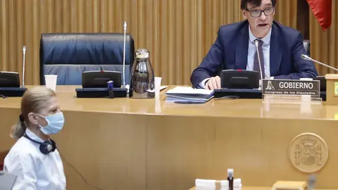 El ministro de Sanidad, Salvador Illa comparece en la Comisi&oacute;n de Sanidad del Congreso, en Madrid (Espa&ntilde;a), a 21 de mayo de 2020.
