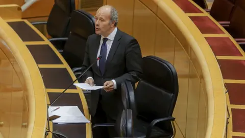 El ministro de Justicia, Juan Carlos Campo, interviene en el Senado en una immagen de archivo