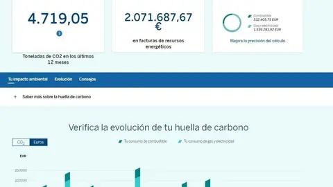 Imagen de la nueva herramienta de BBVA para el c&aacute;lculo de la huella de carbono
