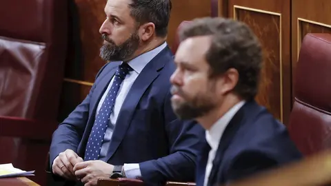 El l&iacute;der de Vox, Santiago Abascal y el portavoz en el Congreso, Iv&aacute;n Espinosa de los Monteros