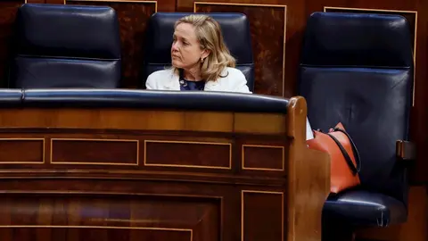La ministra de Econom&iacute;a, Nadia Calvi&ntilde;o, durante el pleno del Congreso del 20 de mayo de 2020.