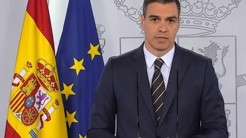 El presidente del Gobierno, Pedro S&aacute;nchez, durante su comparecencia del s&aacute;bado 23 de mayo de 2020