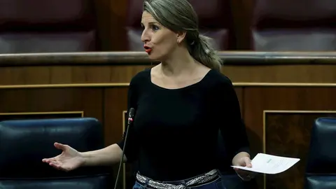 La ministra de Trabajo, Yolanda D&iacute;az, en una intervenci&oacute;n ante el Pleno del Congreso