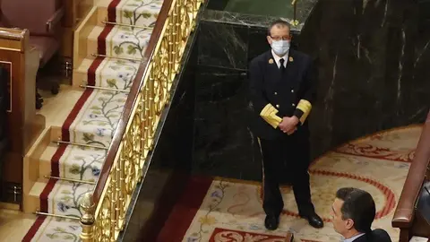 El presidente del Gobierno, Pedro S&aacute;nchez, durante su intervenci&oacute;n en el pleno del Congreso.