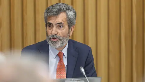 El presidente del Consejo General del Poder Judicial y del Tribunal Supremo (CGPJ), Carlos Lesmes durante el pleno del Consejo General del Poder Judicial (CGPJ), en Pontevedra/Galicia (Espa&ntilde;a), a 30 de enero de 2020.