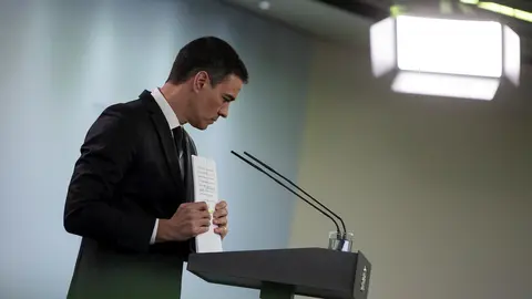 El presidente del Gobierno, Pedro S&aacute;nchez, durante su comparecencia en rueda de prensa del pasado 31 de mayo