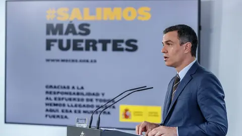 El presidente del Gobierno, Pedro S&aacute;nchez, en rueda de prensa.