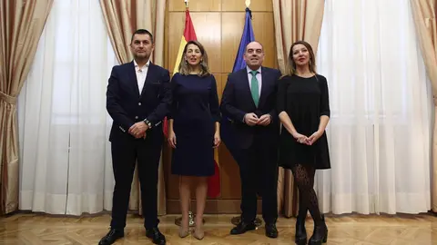 Los representantes de UPTA, ATA y Uatae con la ministra de Trabajo y Econom&iacute;a Social, Yolanda D&iacute;az